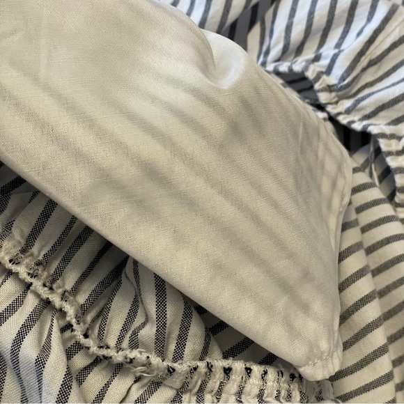 H&M Off-the-Shoulder Striped Jumpsuit 100% Cotton Side Pockets Elastic Neck Sz 6 - Picture 12 of 15